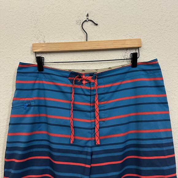 PATAGONIA Wavefarer Shorts Blue Striped Swim Surfing Boardshorts - Picture 3 of 9